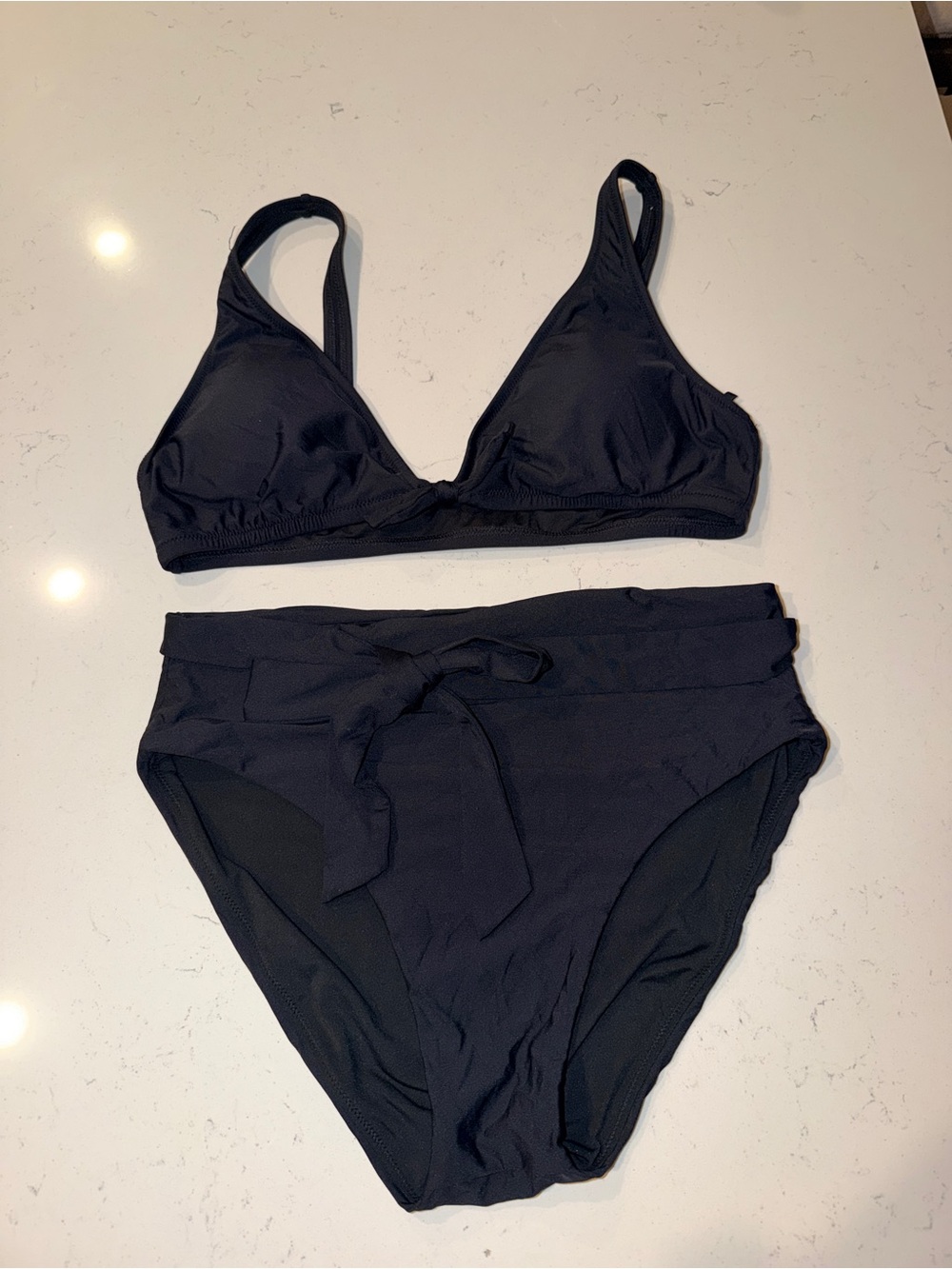 J.Crew Women's Black Tie-Front Bikini Set - Classic Swim 2pc Set, Size L - Picture 5 of 9